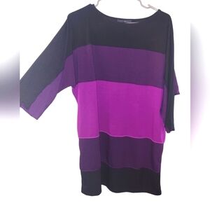 Coco Bianco Purple Colorblock Knit Midi Dress